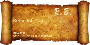 Rohm Béla névjegykártya